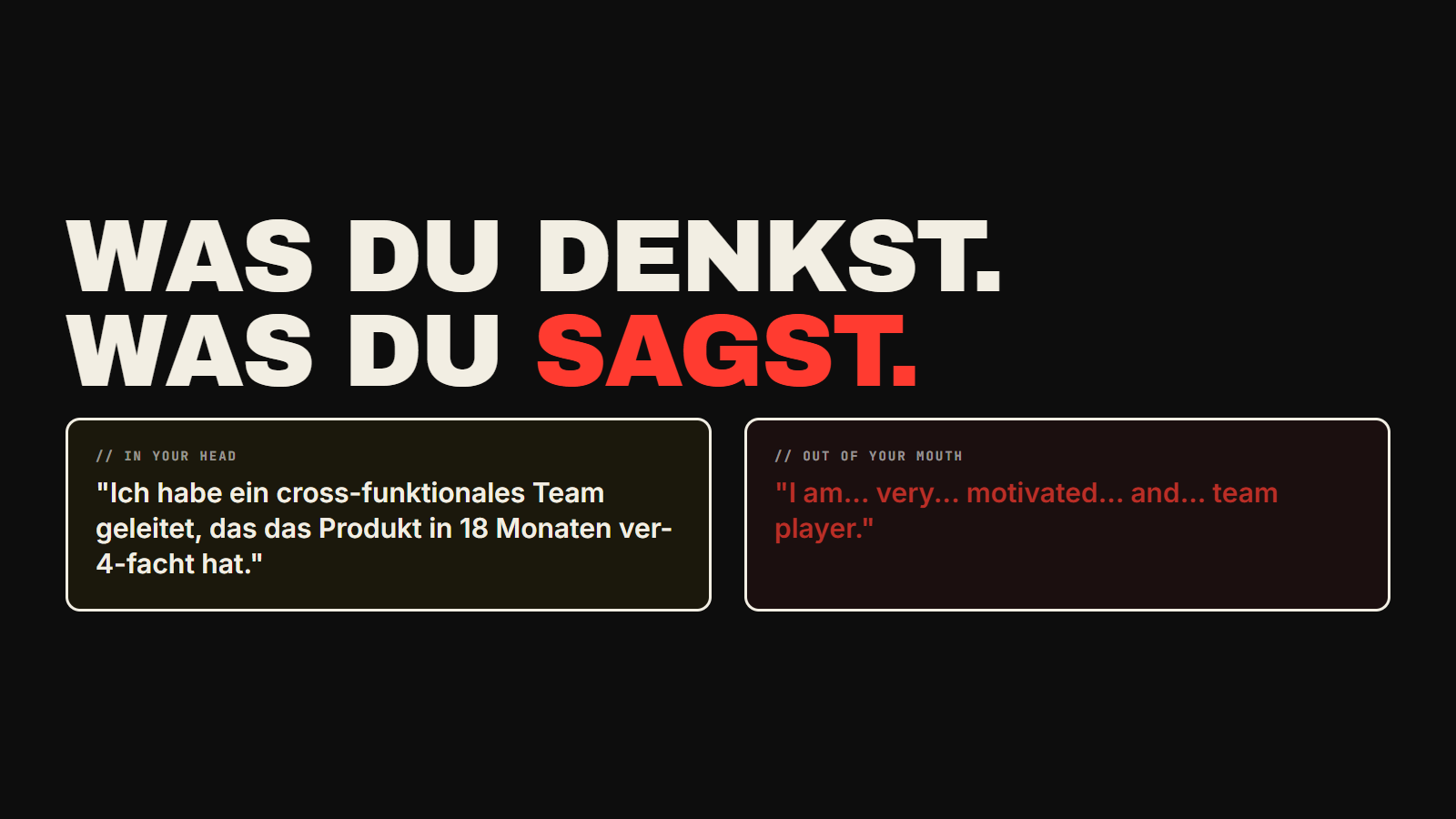 Du hast die Fähigkeiten. Aber wenn das Gespräch zu Englisch wechselt, friert dein Gehirn ein. So bereitest du dich vor — mit 30 Sätzen, die professionell klingen, nicht nach Lehrbuch.