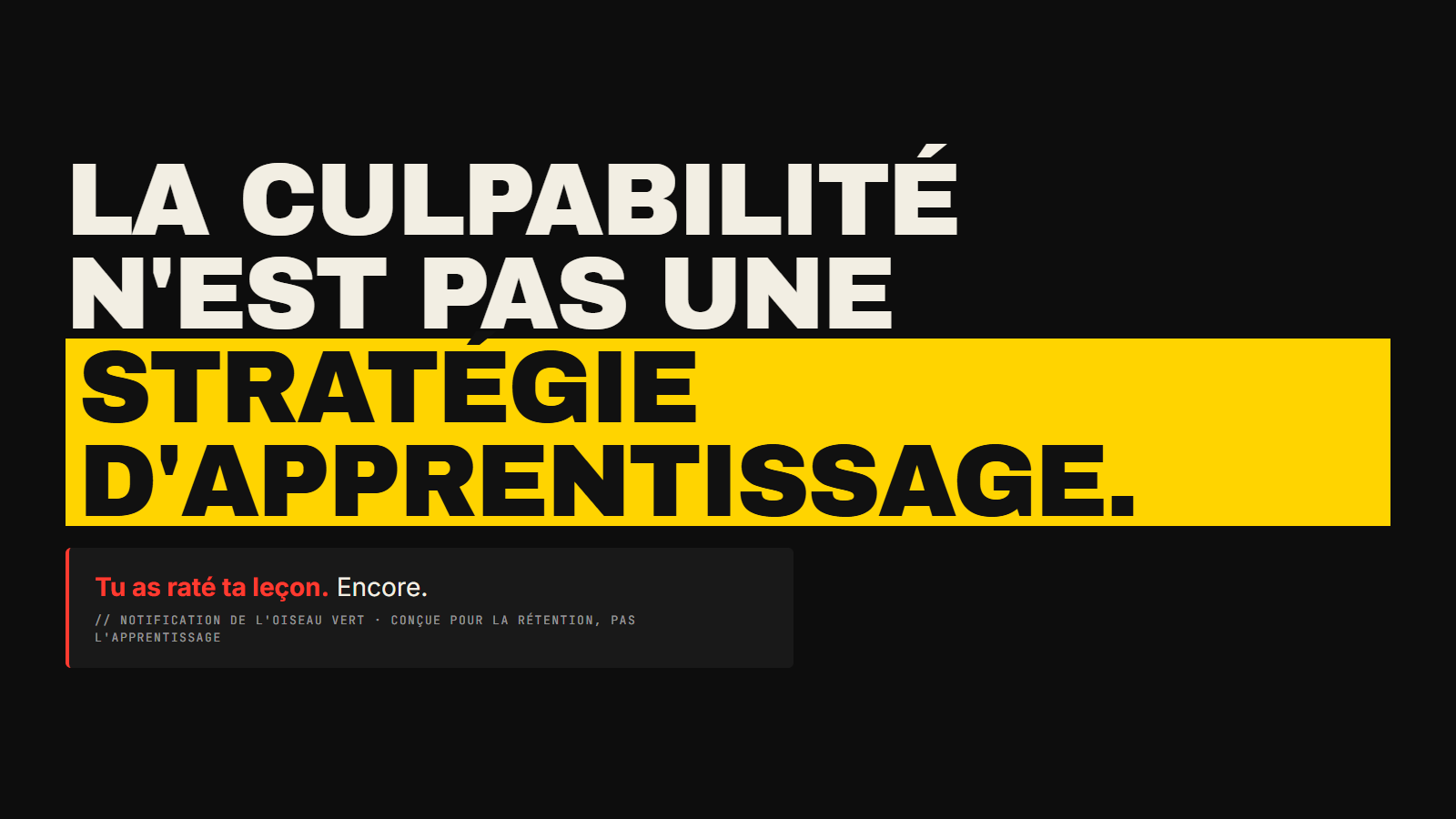 Duolingo a inventé la série pour te faire revenir. Ça a marché — pour les métriques de rétention de Duolingo. Mais pour ton anglais ? La culpabilité n'est pas une stratégie.