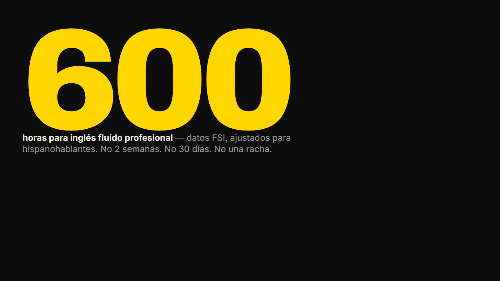 «2 años y hablas fluido.» «Solo 10 minutos al día.» Las dos son mentira. Aquí los números reales — datos del FSI, ajustados a lo que «fluidez» significa de verdad al conversar.
