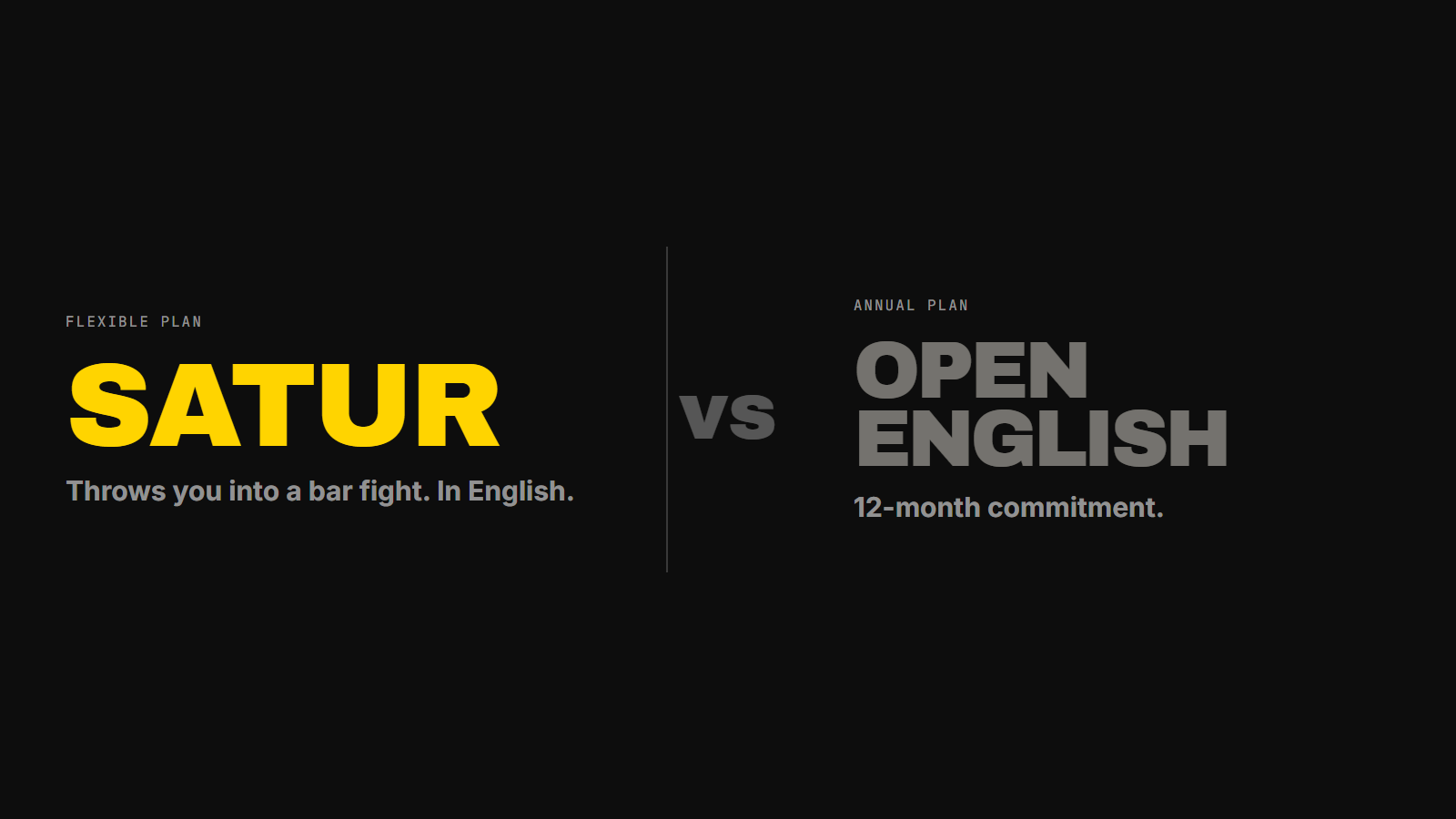 Open English costa 80–120 $/mese per lezioni dal vivo con orari. Satur ~15 €/mese in IA su richiesta. Due prodotti diversi. Confronto senza marketing.