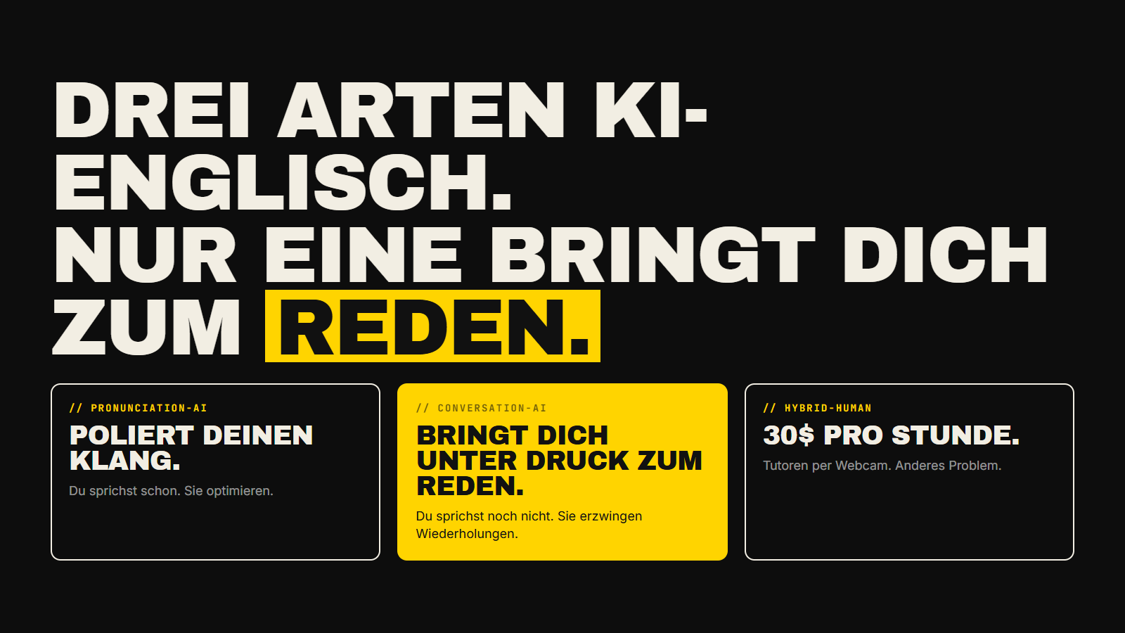 Es gibt jetzt ein Dutzend KI-Tools, die versprechen, dich Englisch sprechen zu lassen. Wir haben sie getestet. Hier das Echte, das Überschätzte und welches Druck erzeugt.