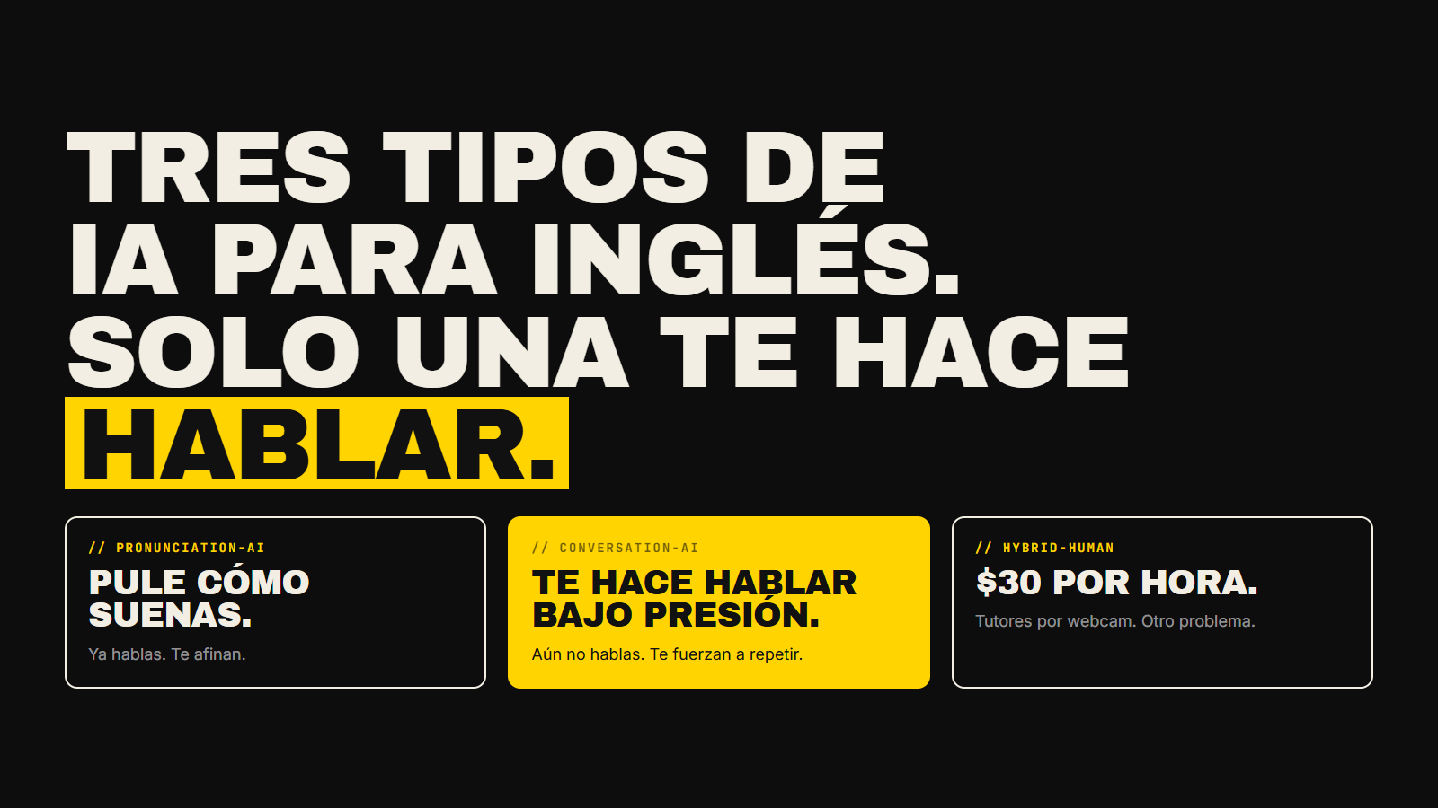 Hay una docena de herramientas de IA que prometen hacerte hablar inglés. Las probamos. Esto es lo real, lo sobrevalorado y cuál crea presión de conversación de verdad.